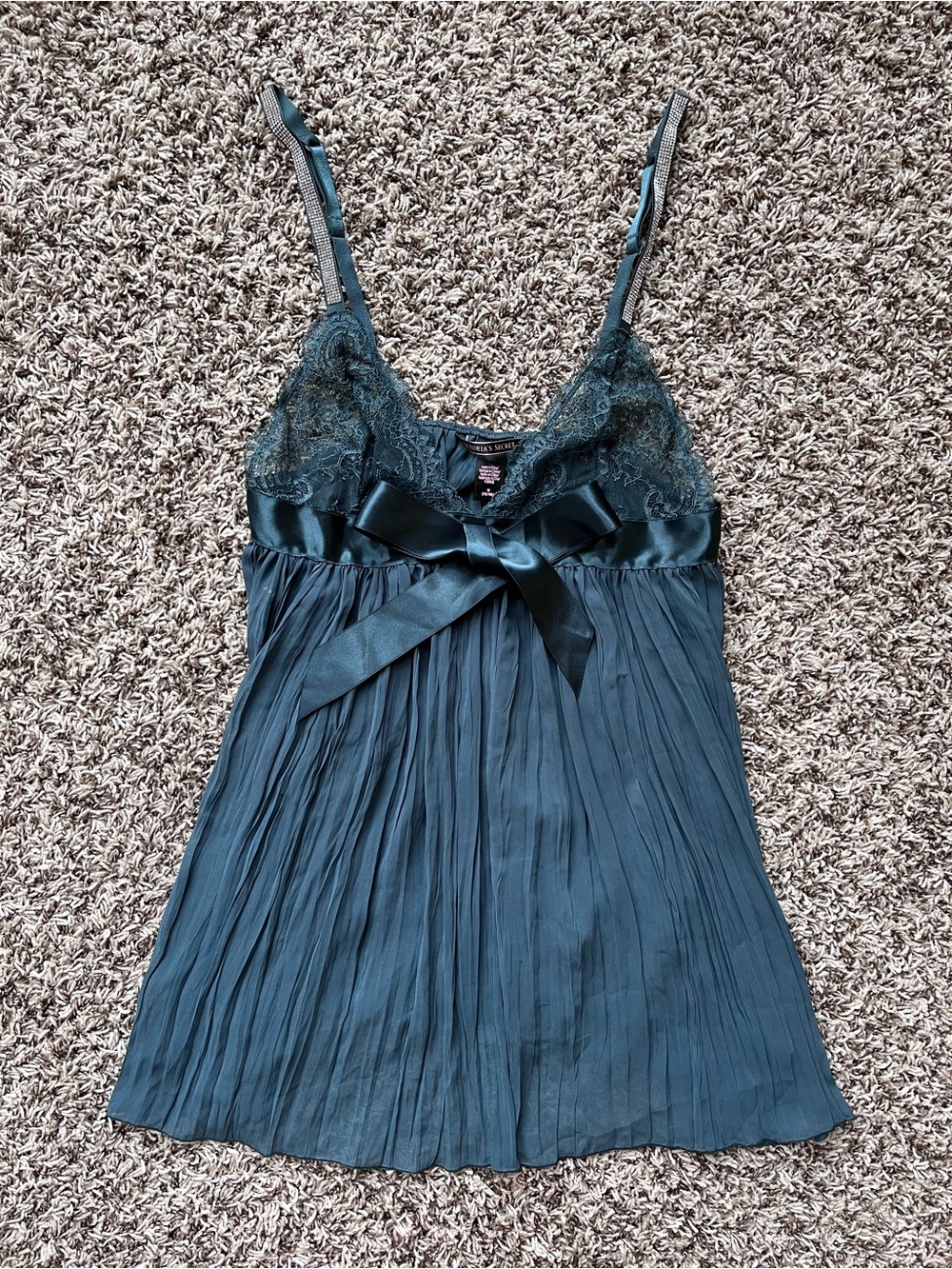 Victoria's Secret Pleated Rhinestone Strap Babydoll Chemise